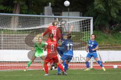 2. Fußball-Liga - Frauen - Saison 2022/2023 - FC Ingolstadt 04 - SC Sand - Schuldt Inga Torwart SC Sand - Ebert Lisa (Nr.10 - FC Ingolstadt 04 ) - Mailbeck Alina (Nr.8 - FC Ingolstadt 04 ) - #Perl Shai blau #4 SC Sand - Foto: Meyer Jürgen