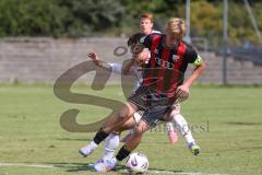 *** A-Junioren Bundesliga  - Saison 2025/26 - A-Junioren - FC Ingolstadt 04 - 1. FC Nürnberg - Haxhiu Lion weiss Nürnberg - Michelbach Kilian rot FCI - Foto: Meyer Jürgen