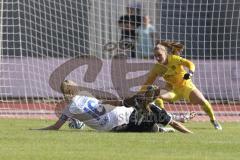 2. Fußball-Liga - Frauen - Saison 2023/2024 - FC Ingolstadt 04 - SV Meppen - Der 1:0 Führungstreffer durch Reininger Pija (Nr.21 - FCI Frauen) - jubel - Schulte Sarah weiss Meppen -Sieger Laura Torwart Meppen -  - Foto: Meyer Jürgen