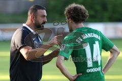 Totopokal- Saison 2023/2024 - SV Manching  - VFB Eichstätt - Cheftrainer Serkan Demir (SV Manching) - Selim Akdeniz (Nr.14 - SV Manching) - Foto: Meyer Jürgen