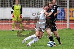 2. Fußball-Liga - Frauen - Saison 2023/2024 - Freundschaftsspiel - FC Ingolstadt 04 - SCR Altach - Maliha Isabelle schwarz FCI - Vera Ellgas weis Altach - Foto: Meyer Jürgen