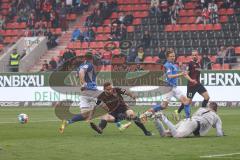 2.BL; FC Ingolstadt 04 - FC Hansa Rostock; Torchance für Marcel Gaus (19, FCI) und scheitert an Torwart Kolke Markus (1 Hansa)