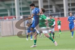 2024_2_17 - Saison 2023/24 - AUDI-Schanzer Amateur Cup - SV Hundszell - FC Gerolfing - Finale - Luca Kammerer blau Hundszell - Florian Uslar grün Gerolfing - Foto: Meyer Jürgen