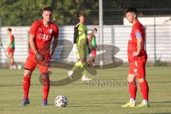 Bayernliga Süd - Saison 2022/2023 - FC Ingolstadt 04 -  TSV Dachau - Kampmann Simon (Nr.20 - Fc Ingolstadt 04 II) - Senger Michael (Nr.21 - Fc Ingolstadt 04 II) - beim Freistoss - Foto: Meyer Jürgen