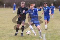 Freundschaftsspiel - Saison 2025/26 - SV Menning - SV Manching - Rainer Meisinger (Nr.8 - SV Manching) - Moritz Faigle blau Menning  - Foto: Meyer Jürgen