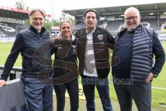 3. Liga; SV Sandhausen - FC Ingolstadt 04; vor dem Spiel Geschäftsführers Dietmar Beiersdorfer (FCI Sport Kommunikation) Cheftrainerin Sabrina Wittmann (FCI) Sportdirektor Ivica Grlic  (FCI) Vorsitzender des Vorstandes Peter Jackwerth (FCI)