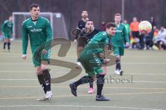 Freundschaftsspiel - FC Fatih Ingolstadt - TV Aiglsbach - Peter Veit schwarz FC Fatih - Florian Schweiger grün Aiglsbach #5 - Foto: Meyer Jürgen