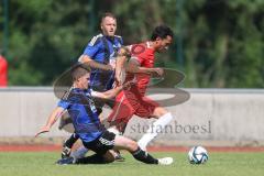 Testspiel - Bezirksliga - Saison 2025/26 - FC Fatih Ingolstadt - TSV Burgheim - Atilla Demir rot FAtih Markus Frey blau Burgheim - XXXXX - Foto: Meyer Jürgen