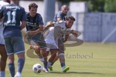 Bayernliga Nord - Saison 2025/26 - FC Ingolstadt 04 II - SV Weiden - Lummer Michael grau links Weiden - Can Paylan (Nr.13 - FC Ingolstadt II) - Sylejmani Jahi grau Weiden rechts - Foto: Meyer Jürgen