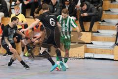 Lotto Bayern Hallencup - Lindenkreuzhalle Saison 2024/25 - DJK München -  SV Manching - Daniel Schweiger grün Manching - Adam Puta schwarz München - Foto: Meyer Jürgen