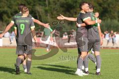 Bezirksliga - Saison 2025/26 - FC Fatih Ingolstadt - FC Gerolfing - Donat Bashota (Nr.24 - FC Gerolfing) mit dem 0:3 Führungstreffer - jubel  - Flaur Bashota (Nr.23 - FC Gerolfing) - Foto: Meyer Jürgen