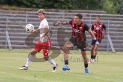 *** Bayernliga Nord - Saison 2025/26 - FC Ingolstadt 04 II - Jahn Regensburg II - Ognjen Draculic (Nr.9 - FC Ingolstadt II) - Luong Thanh weiss Regensburg - Foto: Meyer Jürgen
