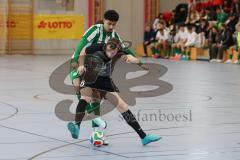 Lotto Bayern Hallencup - Lindenkreuzhalle Saison 2024/25 - DJK München -  SV Manching - Adam Puta schwarz München - Yousef Al Noman grün Manching - Foto: Meyer Jürgen