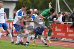 Bezirksliga - Saison 2023/2024 - TSV Gaimersheim - TSV Rohrbach  - Hakan Düzgün (Nr.25 - Gaimersheim) grün - Hannes Frank #17 weiss Rohrbach - Maximilian Amper weiss links #20 Rohrbach - Foto: Meyer Jürgen