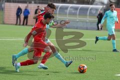 A-Junioren Bundesliga  - Saison 2023/24 - A-Junioren - FC Ingolstadt 04 - TSV 1860 München - Berk Beran rot FC Ing -  - Dulic Sean blau München - Foto: Meyer Jürgen