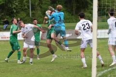 Landesliga - Saison 2024/25 - SV Manching - FC Kempten - Simon Berger (Nr.5 - SV Manching) - Siebken Christoph Torwart Kempten - Foto: Meyer Jürgen