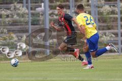 Bayernliga Nord - Saison 2024/25 - Freundschaftsspiel - FC Ingolstadt 04 II - FC Pipinsried -  - Kurt Pestel (Nr.19 - FCI U21) - Illic Stefan gelb Pipinsried  - Foto: Meyer Jürgen