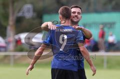 Kreisliga - Saison 2023/2024 - SV Menning - FC Mindelstetten - Simon Wolfsfellner blau Menning schiesst den 1:0 Führungstreffer - jubel - Foto: Meyer Jürgen