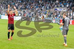 3.Liga - Saison 2022/2023 - TSV 1860 München - FC Ingolstadt 04 -  Das Spiel ist aus - Jubel  - Dominik Franke (Nr.3 - FCI) -Torwart Marius Funk (Nr.1 - FCI) - Foto: Meyer Jürgen