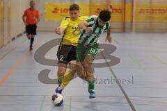 Lotto Bayern Hallencup - Lindenkreuzhalle Saison 2024/25 - FC Hitzhofen - SV Manching - Felix Bogner gelb Hitzhofen - Rayen Kouki grün Manching - Foto: Meyer Jürgen