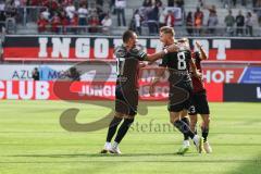 3. Liga; FC Ingolstadt 04 - SSV Ulm 1846; Tor Jubel Treffer Benjamin Kanuric (8, FCI) 1:0 mit Moritz Seiffert (23, FCI) Pascal Testroet (37, FCI)