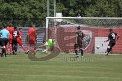 Bayernliga Süd - Saison 2021/2022 - FC Ingolstadt 04 II - SpVgg Hangkofen - Der 1:2 Anschlusstreffer durch Meikis Fabio (#19 FCI) - jubel -  Sebastian Meier Torwart Hangkofen  - Foto: Meyer Jürgen