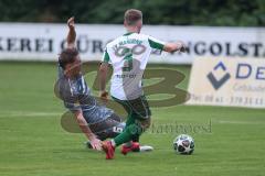 Landesliga - Saison 2025/26 - SV Manching - TSV Jetzendorf - Luca Oehler (Nr.3 - SV Manching) - Tim Greifenegger grau Jetzendorf - Foto: Meyer Jürgen