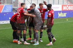 3.Liga - Saison 2022/2023 - FC Ingolstadt 04 -  SV Meppen - Der 3:1 Führungstreffer durch Jalen Hawkins (Nr.20 - FCI)  - jubel - Justin Butler (Nr.31 - FCI) - Arian Llugiqi (Nr.25 - FCI) - Dominik Franke (Nr.3 - FCI) - Torwart Marius Funk (Nr.1 - FCI) - H