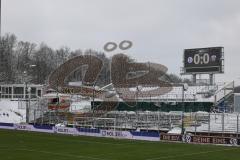 3.Liga - Saison 2022/2023 - SV 07 Elversberg - FC Ingolstadt 04 - Stadion Elversberg - Schnee - Anzeigetafel - Foto: Meyer Jürgen