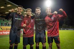 3. Liga; TSV Havelse - FC Ingolstadt 04; Sieg Jubel Freude 2:6 Spieler bedanken sich bei den mitgereisten Fans Tanz, Torschützen Fredrik Carlsen (8, FCI) Yann Sturm (7, FCI) 2 Tore Max Besuschkow (17, FCI) Marcel Costly (22, FCI) 2 Tore