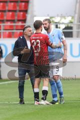 3. Liga - FC Ingolstadt 04 - TSV 1860 München - Diskussion nach dem Spiel, Mölders Sascha (9, 1860) Cheftrainer Tomas Oral (FCI) Robin Krauße (23, FCI) Marc Stendera (10, FCI)