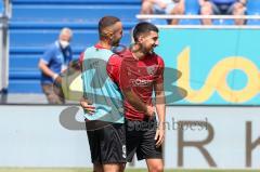 2.BL; SV Darmstadt 98 - FC Ingolstadt 04 - Warmup Fatih Kaya (9, FCI) und Nassim Boujellab (8, FCI)