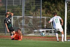Bezirksliga - Saison 2026/27- TSV Gaimersheim - FC Gerolfing - Marlon Hochwarth (Nr.19 - TSV Gaimersheim) - Torwart Michael Oblinger (Nr.1 - FC Gerolfing) - Leo Zängler (Nr.11 - FC Gerolfing) - Foto: Meyer Jürgen