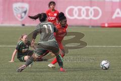 Frauen - Bayernliga -  FC Ingolstadt 04 II -SV Frensdorf -  Sarah Müller rot FCI - Verena Lechner grau Frensdorf - Foto: Meyer Jürgen