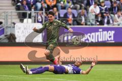 3. Liga; Erzgebirge Aue - FC Ingolstadt 04; Torchance verpasst Deniz Zeitler (38, FCI) Tashchy Borys (14 Aue)