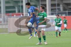 2024_2_17 - Saison 2023/24 - AUDI-Schanzer Amateur Cup - SV Hundszell - FC Gerolfing - Finale - Luca Kammerer blau Hundszell - Florian Uslar grün Gerolfing - Foto: Meyer Jürgen