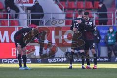 2.BL; FC Ingolstadt 04 - SV Sandhausen; Spiel ist aus, Enttäuschung Unentschieden Merlin Röhl (34, FCI) Nils Roeseler (13, FCI) Visar Musliu (16, FCI)