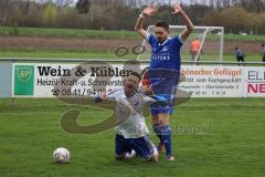 Kreisliga - Saison 2022/2023 - Sv Hundszell - TSV Ober/Unterhaunstadt - Manuel Wittmann weiss Hundszell - Stefan Härdl blau Oberh.stadt - Foto: Meyer Jürgen