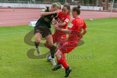 2. Frauen-Bundesliga - Saison 2021/2022 - FC Ingolstadt 04 - SV Meppen - Galvez Estrada (#2 FCI) - Jaron Isabella #24 Meppen - Haim Vanessa (#13 FCI) - Foto: Meyer Jürgen