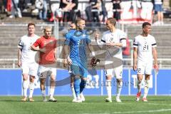 3. Liga; Borussia Dortmund II - FC Ingolstadt 04; Spiel ist aus, Unentschieden Torwart Marius Funk (1, FCI) Tobias Schröck (21, FCI) diskutieren beim rausgehen, Thomas Rausch (45, FCI) Sebastian Grönning (11, FCI) Marcel Costly (22, FCI)