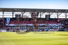 3. Liga; FC Ingolstadt 04 - TSV 1860 München; Fan Fankurve Banner Fahnen Spruchband Supporters 15 Jahre