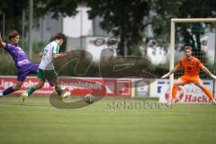 Landesliga - Freundschaftsspiel - Saison 2026/27 - SV Manching - TSV Karteth-Lappersdorf - Kevin Csatari (Nr.15 - SV Manching) - Peter Sebastian TW Kareth-Lappersdorf - Hofner Stefan lila Kareth - Lappersdorf - Foto: Meyer Jürgen