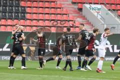 2.BL; FC Ingolstadt 04 - SG Dynamo Dresden; Nils Roeseler (13, FCI) köpft zu Nico Antonitsch (5, FCI) und der trifft zum 1:0 Tor Jubel Treffer Maximilian Beister (11, FCI) Marcel Gaus (19, FCI) Stefan Kutschke (30, FCI) Michael Heinloth (17, FCI)