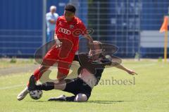 Bayernliga Süd - Saison 2021/2022 - FC Ingolstadt 04 II - SpVgg Hangkofen - David Udogu (#2 FCI) - Florian Sommersberger schwarz Hangkofen - Foto: Meyer Jürgen