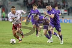 3. Liga; Erzgebirge Aue - FC Ingolstadt 04; Zweikampf Kampf um den Ball Marcel Costly (22, FCI) Seiffert Moritz (30 Aue) Malone Ryan (16 Aue)
