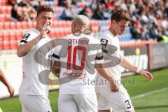 3. Liga; SpVgg Unterhaching - FC Ingolstadt 04; Tor Jubel Treffer Sebastian Grönning (11, FCI) 0:2 mit Simon Lorenz (32, FCI) Max Dittgen (10, FCI)