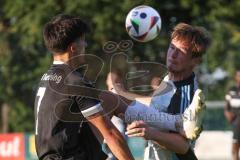 Bezirksliga - Saison 2025/26 - TSV Ober./Unterhaunstadt - VFR Garching - Oliver Günther - TSV Ober-/Unterh.stadt) - Luca Monetti schwarz Garching - Foto: Meyer Jürgen