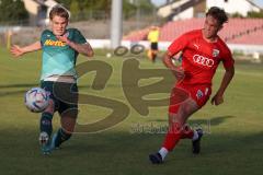 Bayernliga Nord - Saison 2023/2024 - FC Ingolstadt 04 - SSV Jahn Regensburg - Moritz Wiezorrek (Nr.15 - FCI U21) - Luis Bezjak grün Regensburg - Foto: Meyer Jürgen