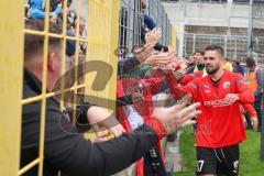 3.Liga - Saison 2022/2023 - TSV 1860 München - FC Ingolstadt 04 -  Das Spiel ist aus - Jubel  - Die Mannschaft bedankt sich bei den Fans - Pascal Testroet (Nr.37 - FCI) - - Foto: Meyer Jürgen