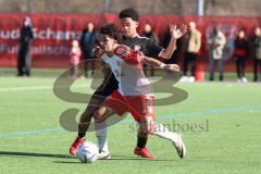 B-Junioren Bundesliga  - Saison 2023/24 - B-Junioren - FC Ingolstadt 04 - FC Bayern München - Jackson Taysir schwarz FCI - Nasrawe Jussef weiss München - Foto: Meyer Jürgen